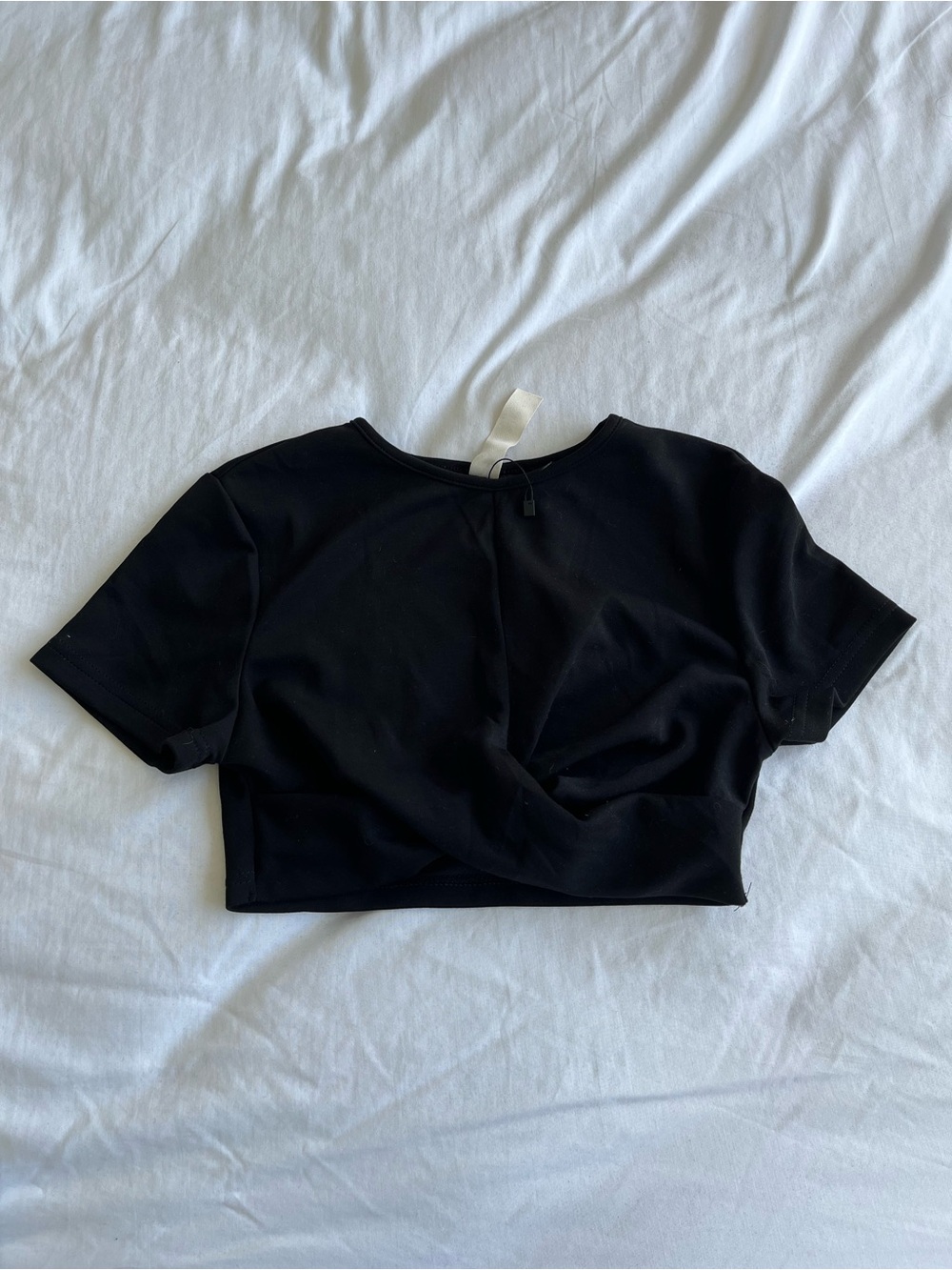 Misguided Black Cropped Short Sleeve Top size small